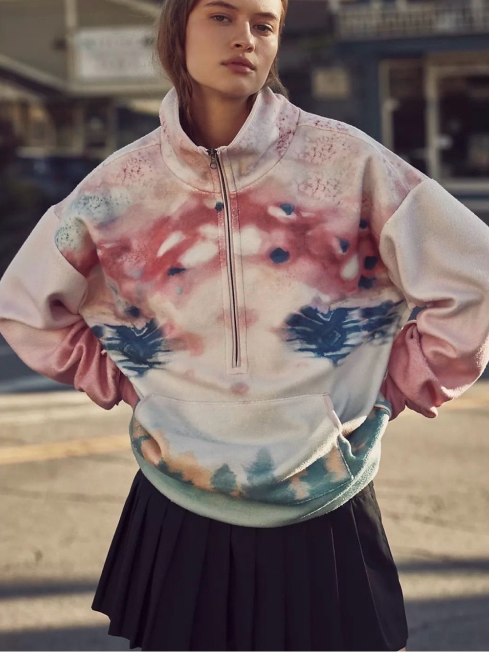 Anthropologie Pilcro Fleece Half Zip Sweatshirt EUC